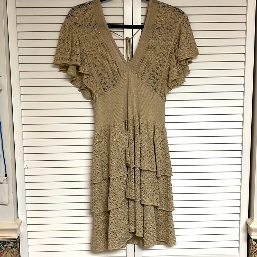 MNG Mango gold dress US.Medium EUR Large